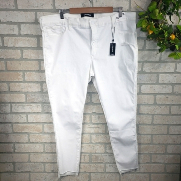 EXPRESS Mid Rise Stretch Ankle Leggings White Size 18L - Picture 9 of 9